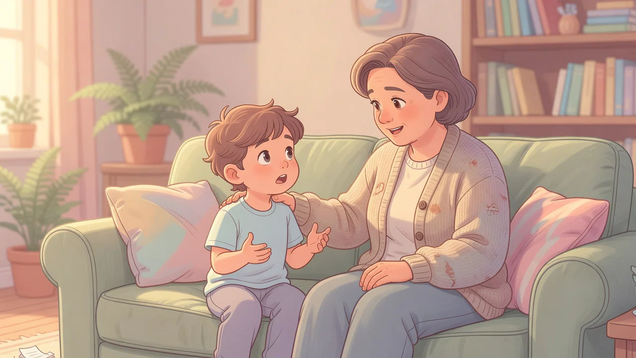 Parent listening to an elementary school child discuss school worries